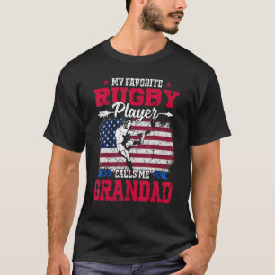 Retro Usa Flag Rugby Player ruft Me Grandad 4. J T-Shirt