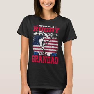 Retro Usa Flag Rugby Player ruft Me Grandad 4. J T-Shirt