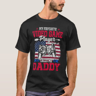 Retro Usa Flag Video Game Player ruft Daddy 4t an T-Shirt