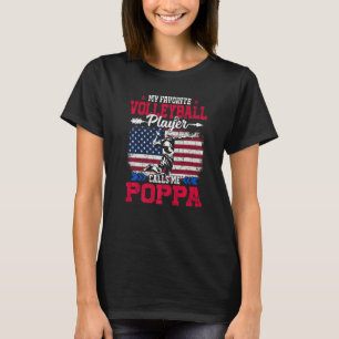 Retro Usa Flag Volleyball Spieler nennt mich Poppa T-Shirt