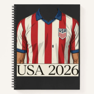Retro-USA-Fußballtrikot im patriotischen Rot-Weiß- Notizbuch