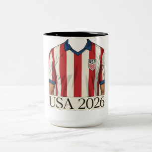Retro-USA-Fußballtrikot im patriotischen Rot-Weiß- Zweifarbige Tasse