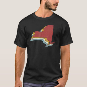 Retro USA Staat Vintag Map New York T-Shirt