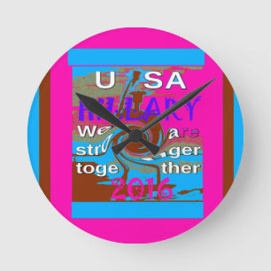 Retro USA Stärker Zusammen Abstraktes Kunstposter Runde Wanduhr