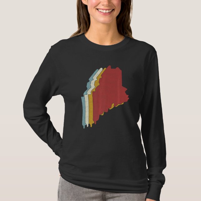 Retro USA State  Vintage Map Maine T-Shirt (Vorderseite)