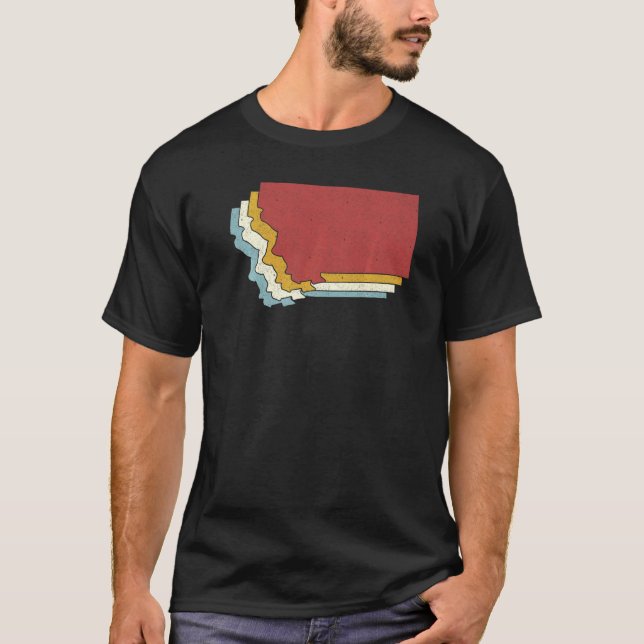 Retro USA State  Vintage Map Montana T-Shirt (Vorderseite)