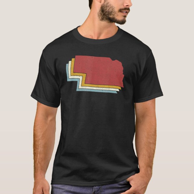 Retro USA State   Vintage Map Nebraska T-Shirt (Vorderseite)