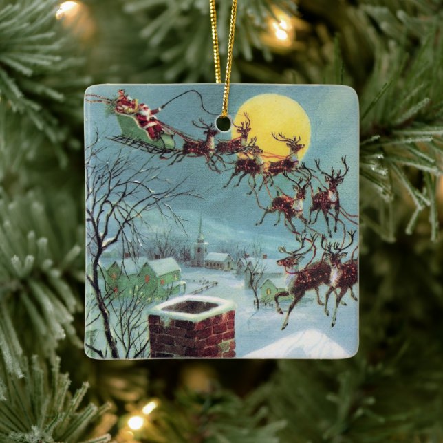 Retro v intage Christmas Weihnachtsstimmung hinzuf Keramikornament (Baum)