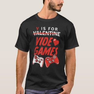 Retro V is for Video Games Valentine's Day Gamer T-Shirt