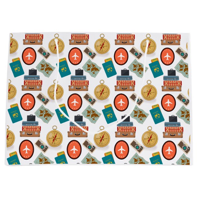 Retro Vacation Travel Themed Geschenktasche Große Geschenktüte (Vorderseite)