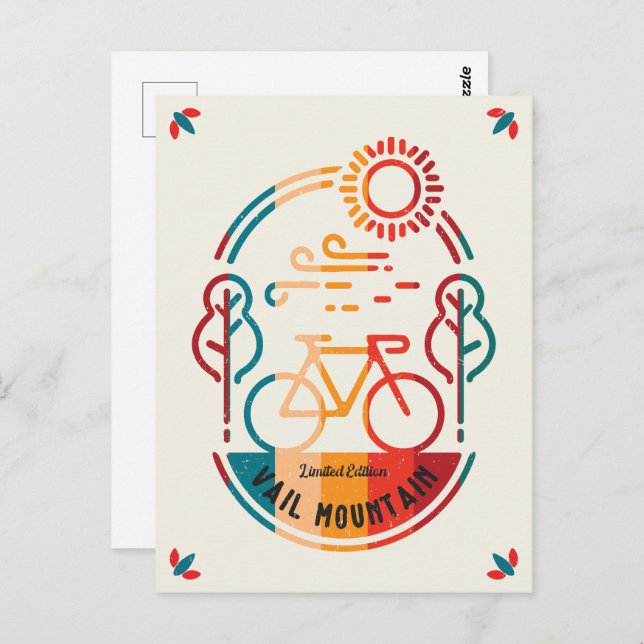 Retro Vail Mountain Bike Trail. Postkarte (Vorne/Hinten)