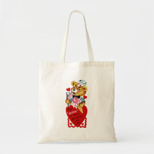 Retro Valentine Bear and Ice Creme Budget Tragetasche