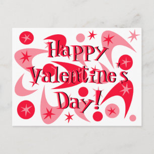 Retro Valentine Boomerangs Feiertagspostkarte