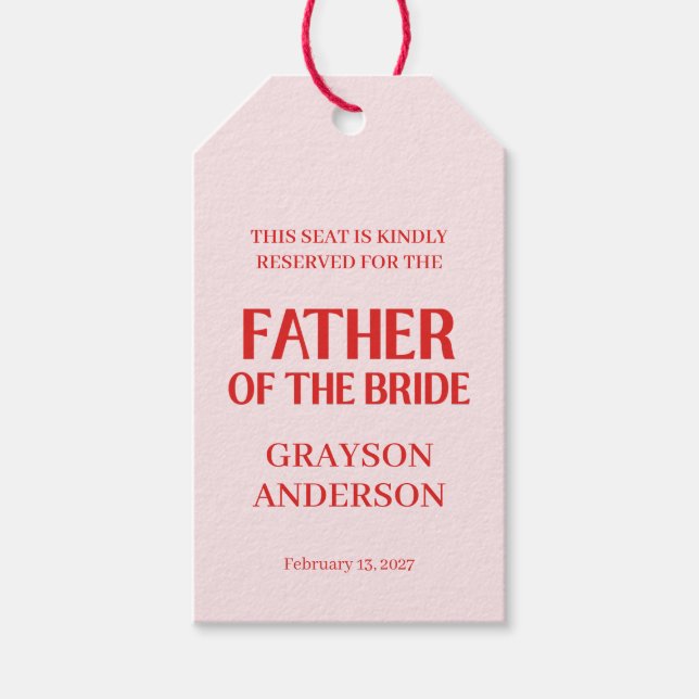 Retro Valentine Bridal Shower Red Pink Geschenkanhänger (Vorderseite)