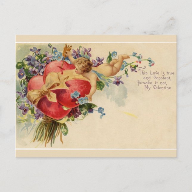 Retro Valentine Cupid Richtige und konstante Liebe Postkarte (Vorderseite)