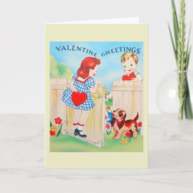 Retro Valentine Day Grußkarte Feiertagskarte (Vorderseite)