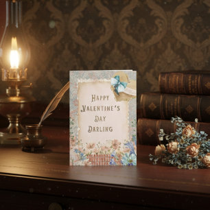 Retro Valentine: Ein Garten mit Vintager Liebe Feiertagskarte