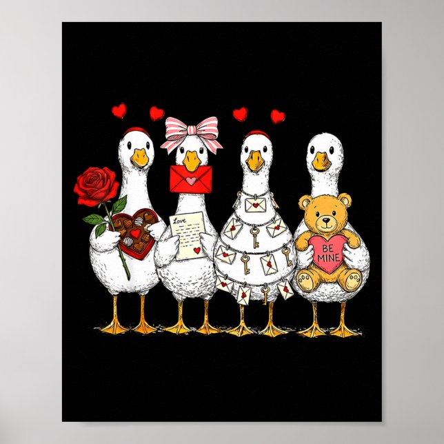 Retro Valentine Goose Funny Nk Coquette Love Silly Poster (Vorne)