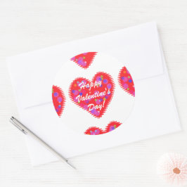 Retro Valentine Hearts Runder Aufkleber