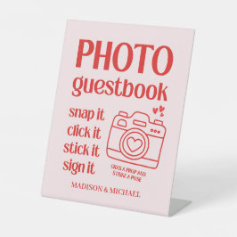 Retro Valentine Hearts Wedding Red Pink Sockelschild