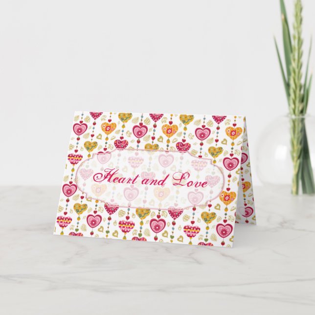 Retro Valentine Herzkarte Feiertagskarte (Vorderseite)