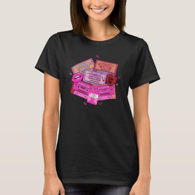 Retro Valentine Mix Tape Love Songs Happy Valentin T-Shirt (Vorderseite)