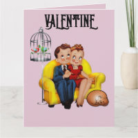 RETRO VALENTINE NIEDLICHE KUPLE MIT CAT-KARTEN