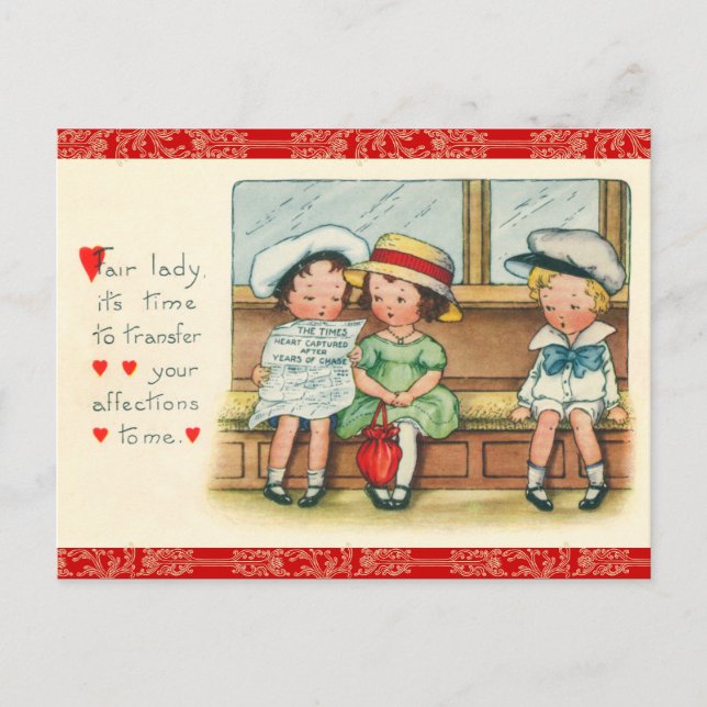 Retro Valentine Postkarte (Vorderseite)