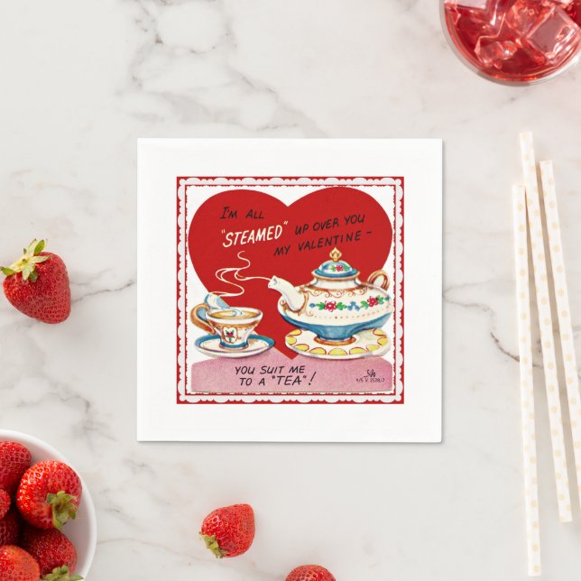Retro Valentine Teecup und Teekapier Napkin Serviette (Beispiel)