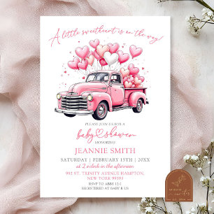 Retro Valentine Truck Sweetheart Babydusche Einladung