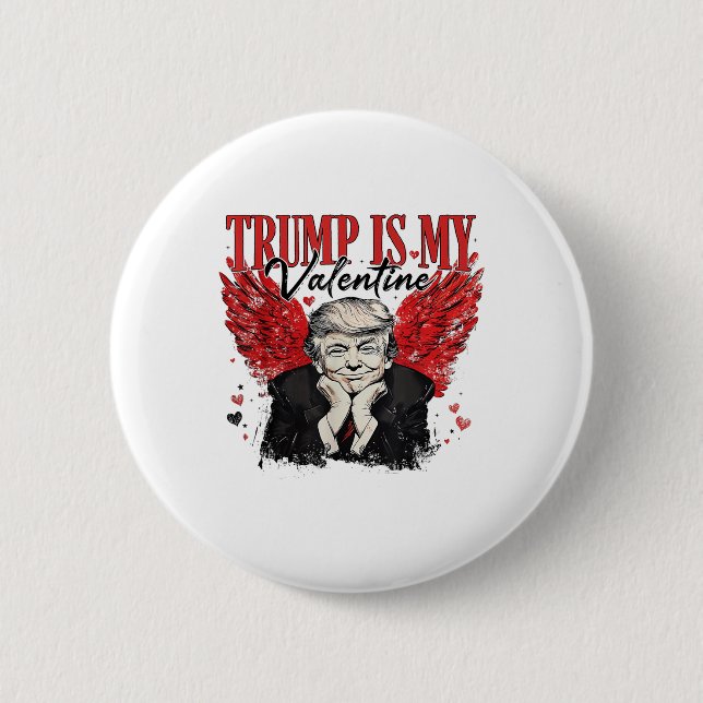 Retro Valentine Trump ist mein Valentinin Funny Tr Button (Vorderseite)
