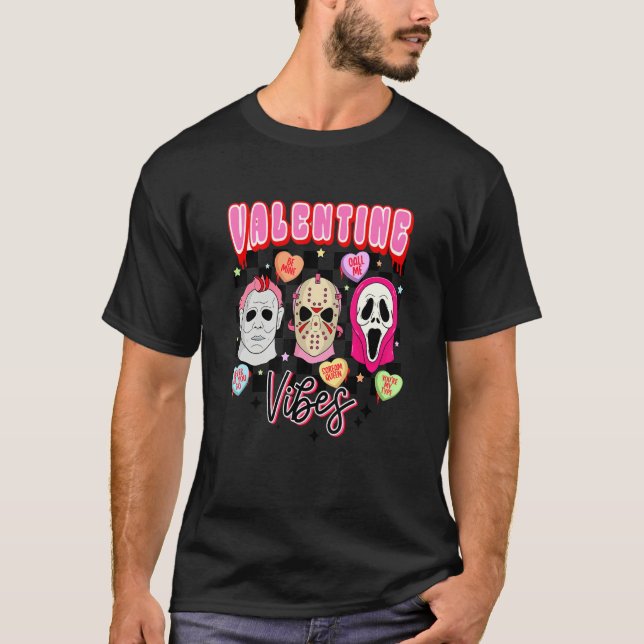 Retro Valentine Vibes Horror Characters  1 T-Shirt (Vorderseite)