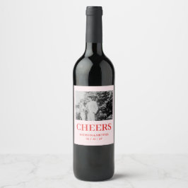 Retro Valentine Wedding Photo Red Pink Weinetikett