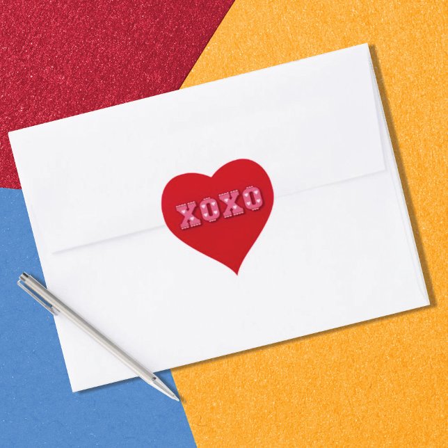 Retro Valentine XOX Herz-Aufkleber (Von Creator hochgeladen)