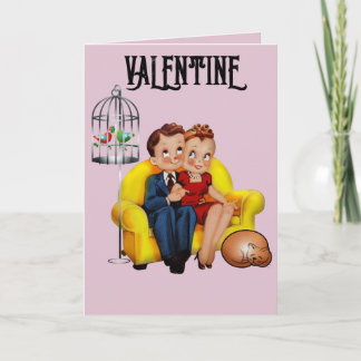 RETRO VALENTINE'S DAY CAT GREETING CARD KARTE