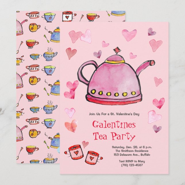 Retro Valentine's Day Galentines Party Mittagessen Einladung (Vorne/Hinten)