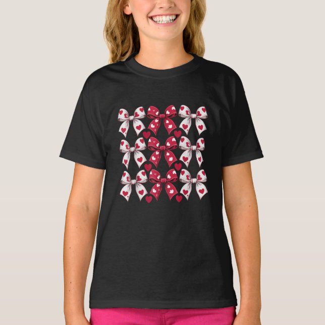 Retro Valentine's day Heart Coquette Bow T-Shirt (Vorderseite)