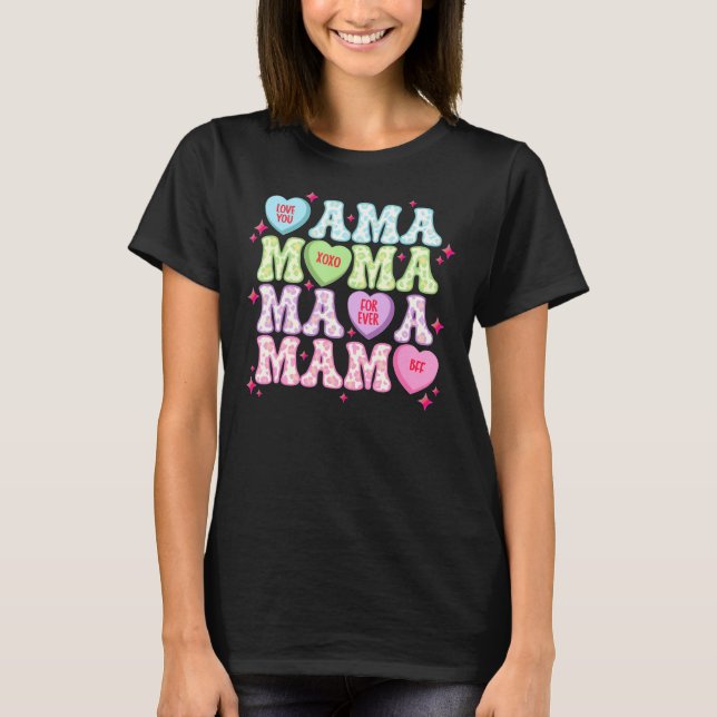 Retro Valentine's Day Mama Herz Liebe Mama T-Shirt (Vorderseite)
