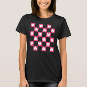 Retro Valentine's Day Pink Heart überprüft Niedlic T-Shirt