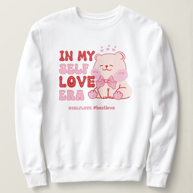 Retro Valentine's Day Self Liebe Era Teddy Bär Sweatshirt (Design vorne)
