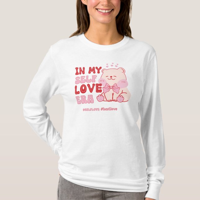 Retro Valentine's Day Self Liebe Era Teddy Bär T-Shirt (Vorderseite)