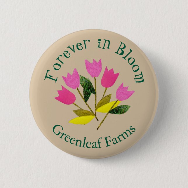 Retro Valentine's Day Tulips Florist Button (Vorderseite)