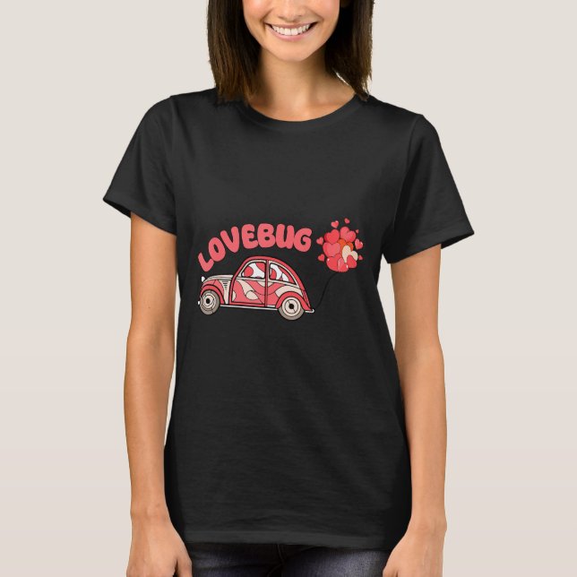 Retro Valentines Lovebug Heart Groovy Valentines M T-Shirt (Vorderseite)