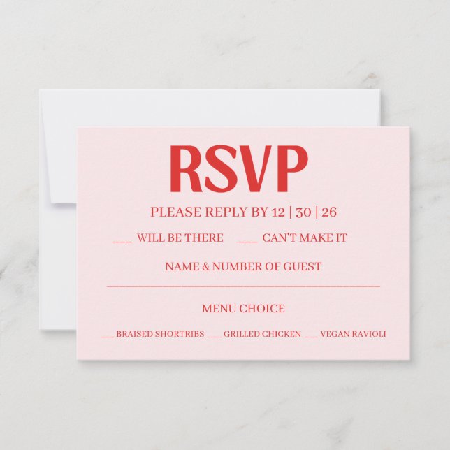 Retro Valentine's RSVP Wedding Reply Card (Vorderseite)
