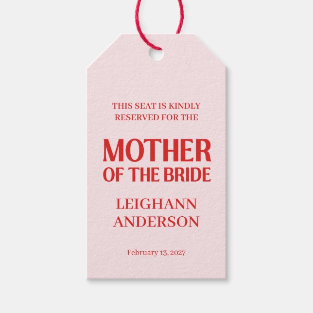 Retro-Valentins-Hochzeitsdusche Rot Pink Geschenkanhänger (Vorderseite)