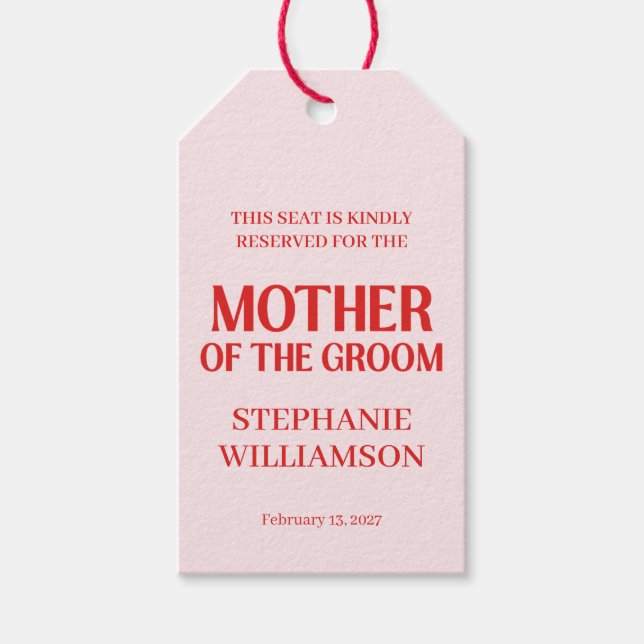 Retro-Valentins-Hochzeitsdusche Rot Pink Geschenkanhänger (Vorderseite)