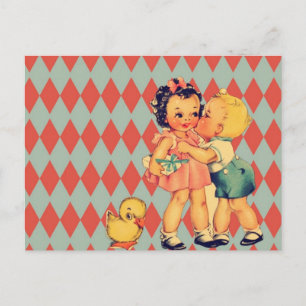 Retro-Valentins-Kitsch-Vintage-Kinder Feiertagspostkarte