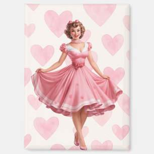 Retro-Valentins-Pin-Up-Girl-Magnet Magnet