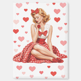 Retro-Valentins-Pin-Up-Girl Retro-Schatz Magnet