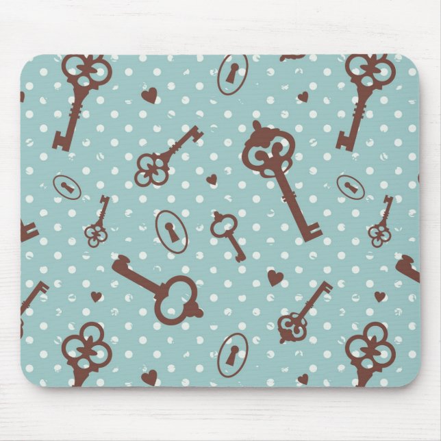 Retro Valentinsgruß-Schlüssel Mousepad (Vorne)